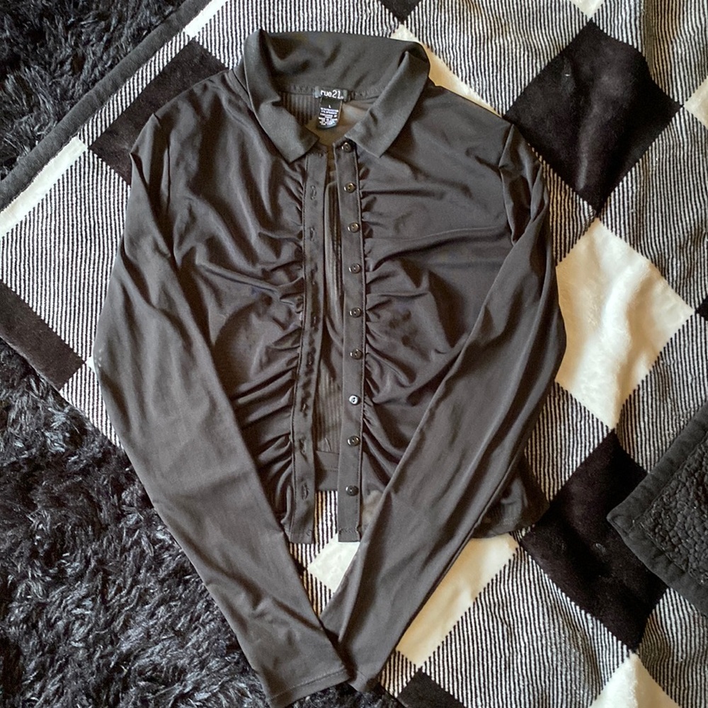 Black mesh button-down cardigan
